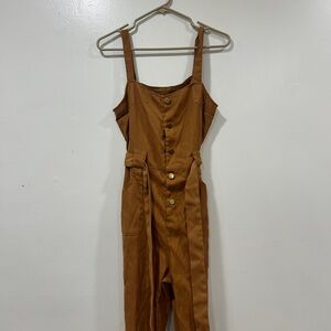 Brown Button-Up Jumpsuit